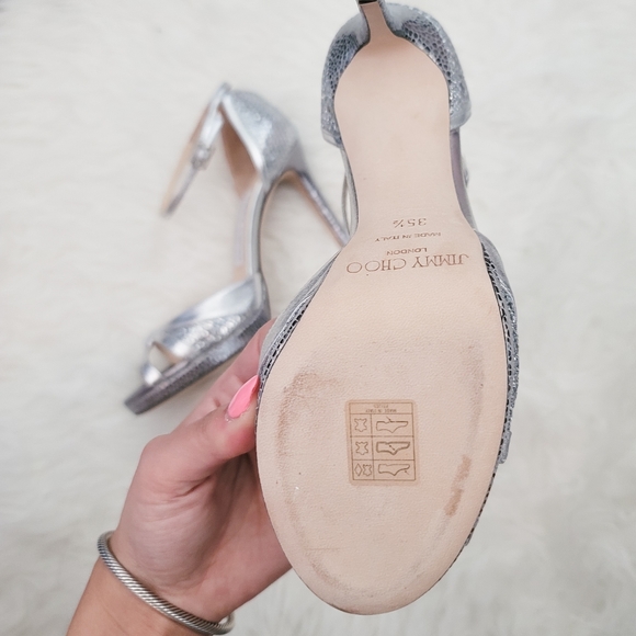 ☆ Sold ☆ Jimmy Choo Glitter Talia 100 // Silver Glitter - Picture 7 of 8